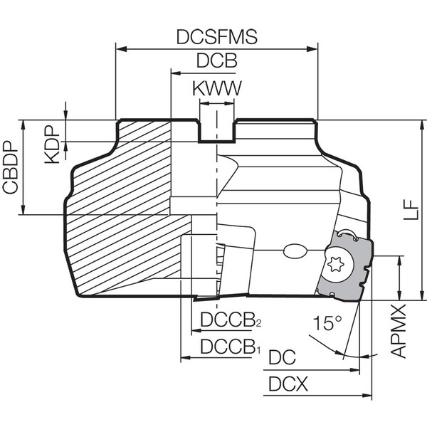 Kyocera Face Mill, MSRS 153000R6T, MSRS15 3.0000" Cutting Dia - MSRS153000R6T