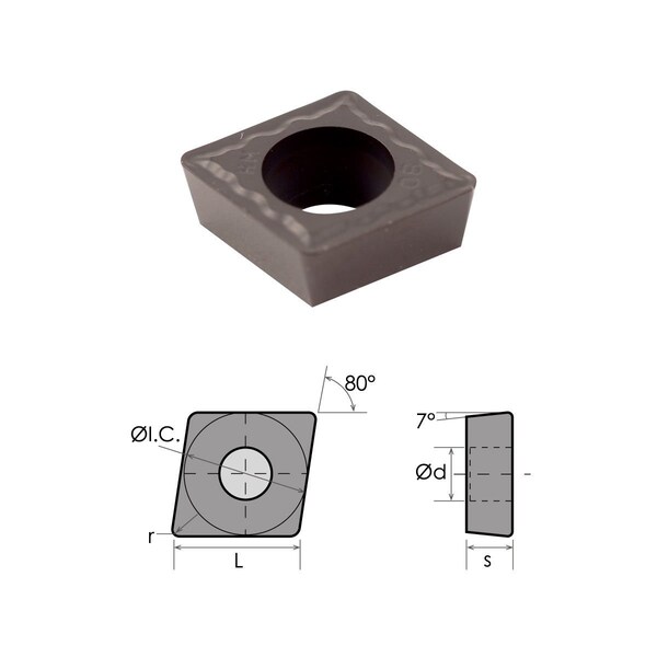H & H Industrial Products CPMT-432 Black Diamond Coated Carbide Insert - 6060-0431