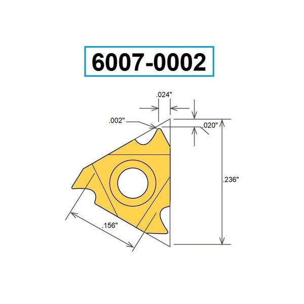 H & H Industrial Products 06ERA60 TiN Coated External Threading Carbide Insert - 6007-0002