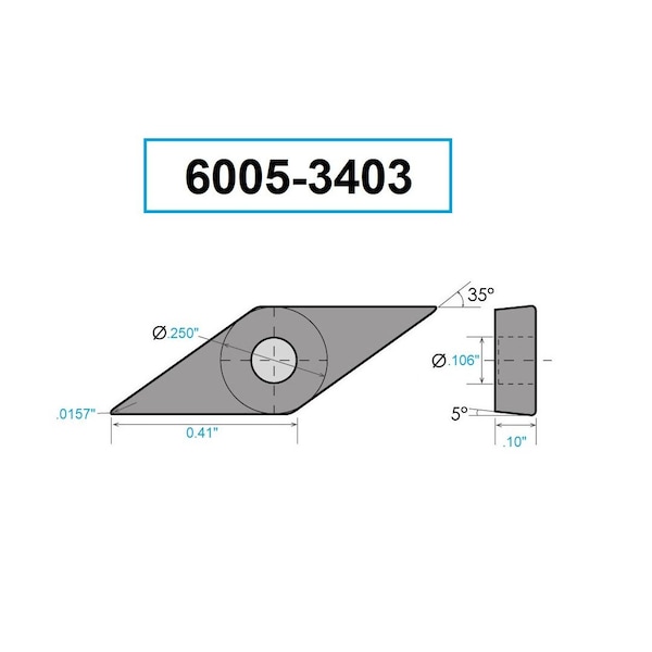 H & H Industrial Products VCMT-21.51 Diamond TiN Coated Carbide Insert - 6005-3403