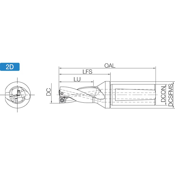 Kyocera Indexable Insert Drill, S125DRV1125209, 1.1250" Drill Dia, 2xD - S125DRV1125209