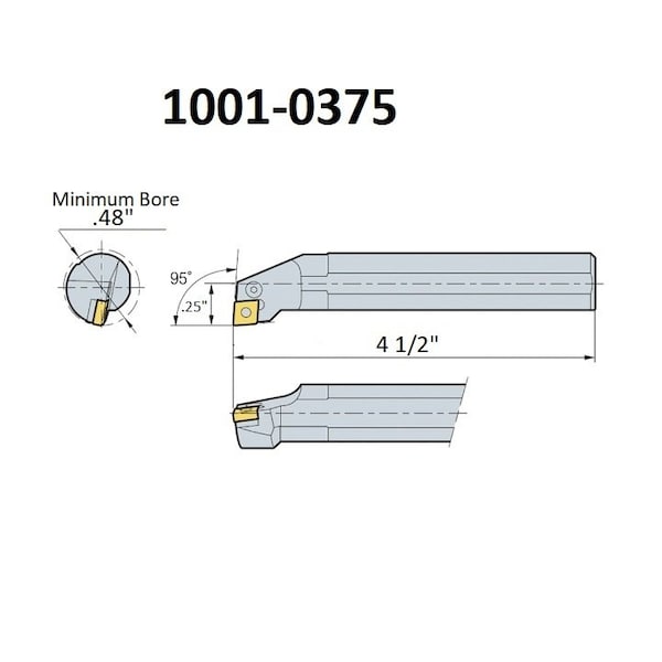 Hhip 3/8" A06J SCLCR2 Coolant Thru Indexable Boring Bar - 1001-0375