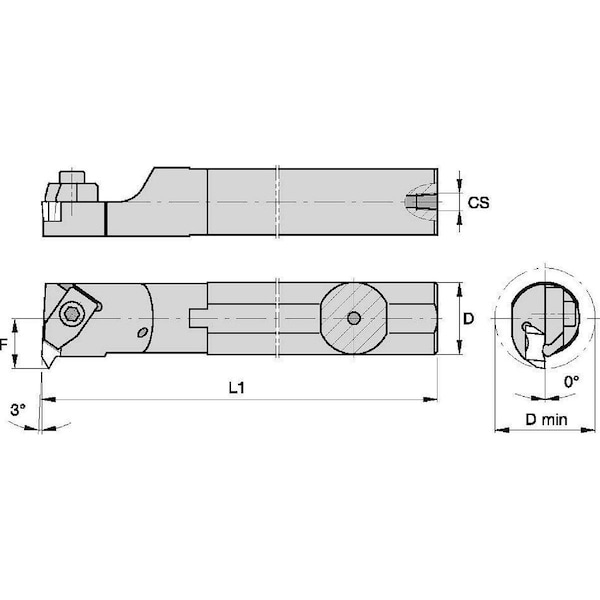 Widia Indexable Thread Turning Tool Holder, A16NER3, 12 in L, High Speed Steel, Top Notch Insert Shape - A16NER3