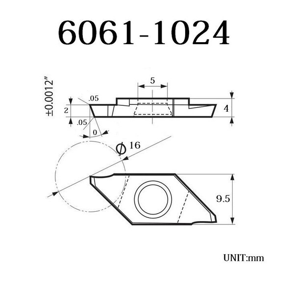 H & H Industrial Products TiN Coated Tkf16R200-S Right Hand Grooving/Cut-Off Insert - 6061-1024