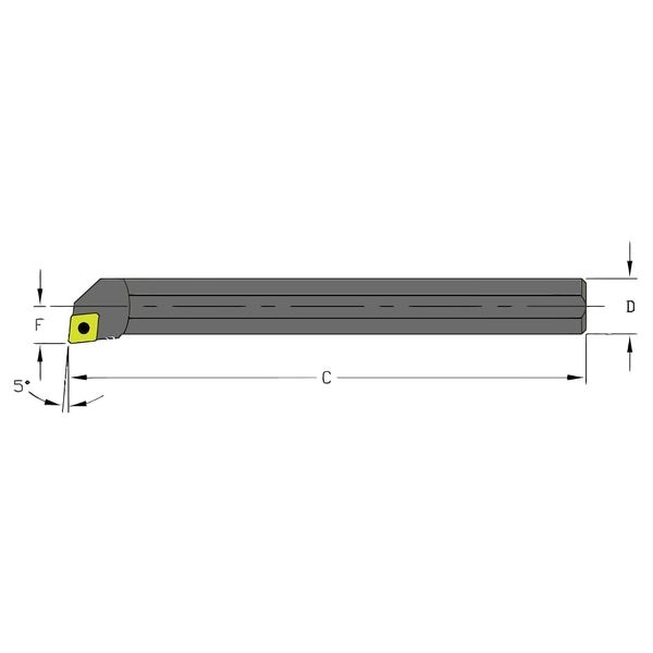 Ultra-Dex Usa Indexable Boring Bar, S06K SCLCR2, 5 in L, High Speed Steel, 80 Degrees  Diamond Insert Shape - 957-000-246