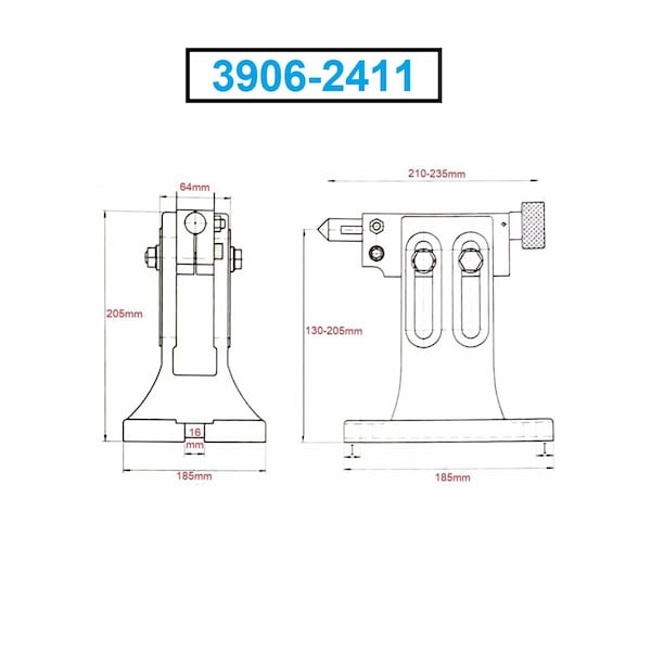 Hhip 5.2-8.1 in. Adjustable Tailstock For 8-12 in. Rotary Tables - 3906-2411