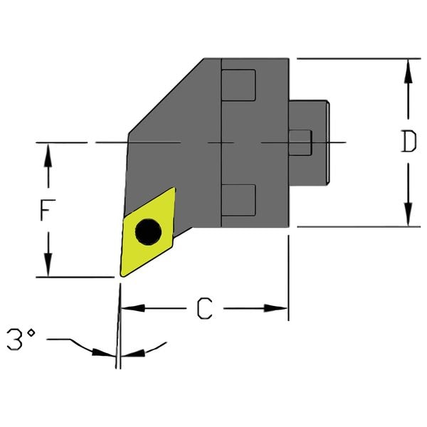 Ultra-Dex Usa Indexable Cutting Head Unit, MH16 SDUCR3-CFT, 0.7900 in L, Steel, 55 Degrees  Diamond Insert Shape - 912-000-017