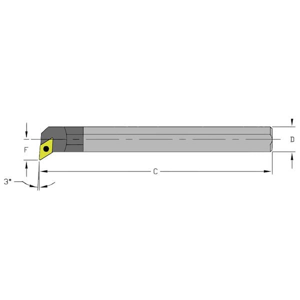Ultra-Dex Usa Indexable Boring Bar, E16T SDUPL3, 12 in L, Carbide, 55 Degrees  Diamond Insert Shape - 920-000-398