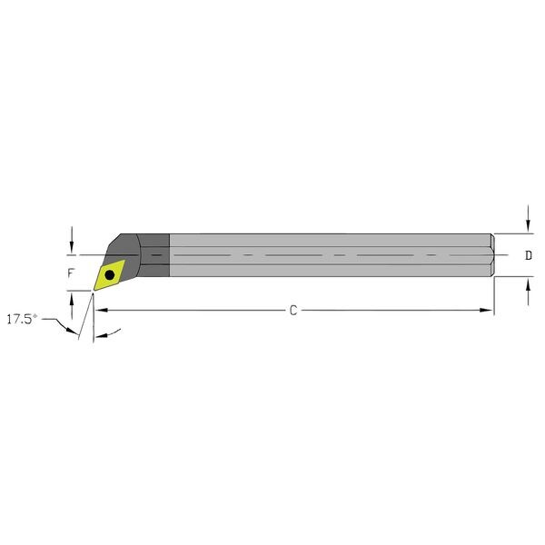 Ultra-Dex Usa Indexable Boring Bar, E06M SDQCR2, 6 in L, Carbide, 55 Degrees  Diamond Insert Shape - 920-000-155