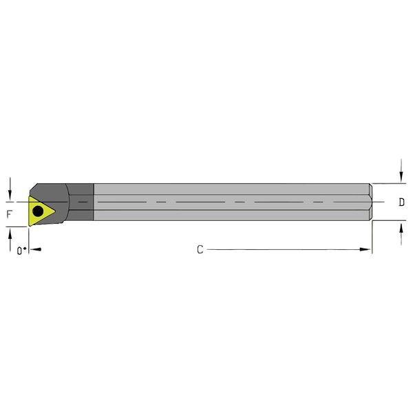 Ultra-Dex Usa Indexable Boring Bar, E16T STUPR3, 12 in L, Carbide, Triangle Insert Shape - 920-000-407