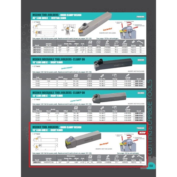 Hhip MSRNR 12-3B Turning Tool Holder New Rigid Clamp Design - 2028-0121