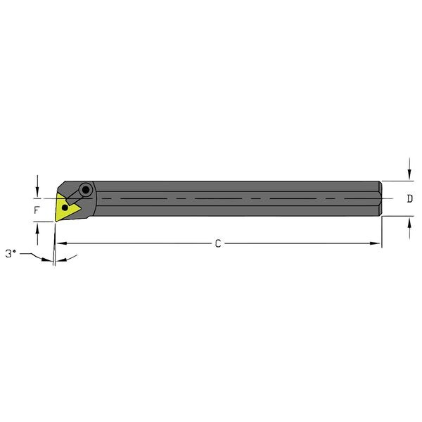 Ultra-Dex Usa Indexable Boring Bar, S20U MTUNR3, 14 in L, High Speed Steel, Triangle Insert Shape - 957-000-422