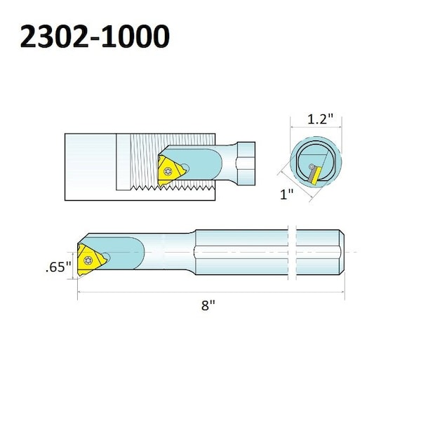 Hhip Sir1000R16 Internal Indexable Threading Tool Holder - 2302-1000
