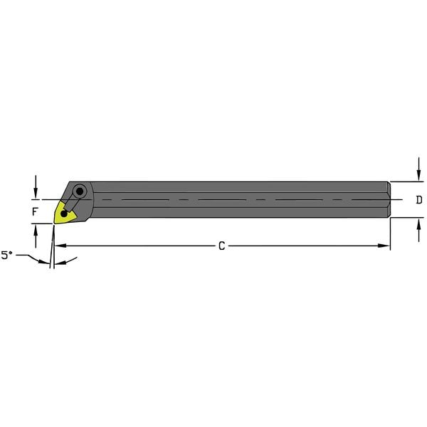 Ultra-Dex Usa Indexable Boring Bar, A32V MWLNL4, 16 in L, High Speed Steel, Trigon Insert Shape - 957-000-202