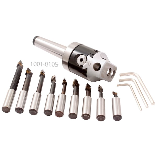 Hhip 3 Piece Boring Tool Set  2" Head 3MT Shank & 1/2" Boring Bar Set - 1001-0105