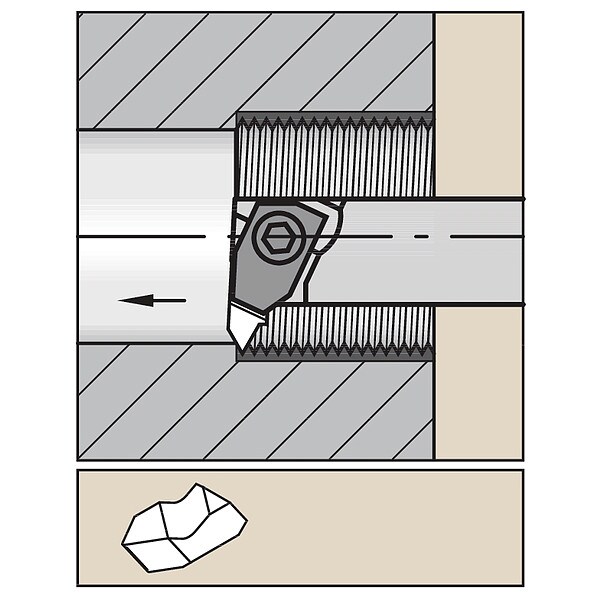Widia Indexable Thread Turning Tool Holder, A06NER1, 6 in L, High Speed Steel, Top Notch Insert Shape - A06NER1