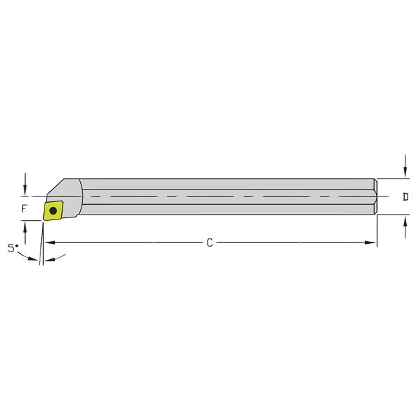 Ultra-Dex Usa Indexable Boring Bar, HM06Q SCLCL2, 7 in L, Heavy Metal, 80 Degrees  Diamond Insert Shape - 940-000-013