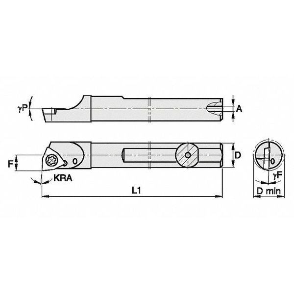 Widia Indexable Boring Bar, SCBIW625103R, 10 in L, Carbide, Trigon Insert Shape - SCBIW625103R