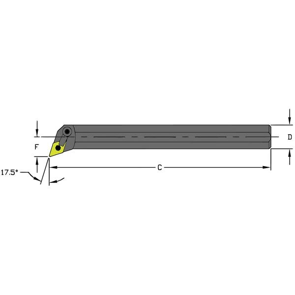 Ultra-Dex Usa Indexable Boring Bar, A24U MDQNR4, 14 in L, High Speed Steel, 55 Degrees  Diamond Insert Shape - 957-000-192
