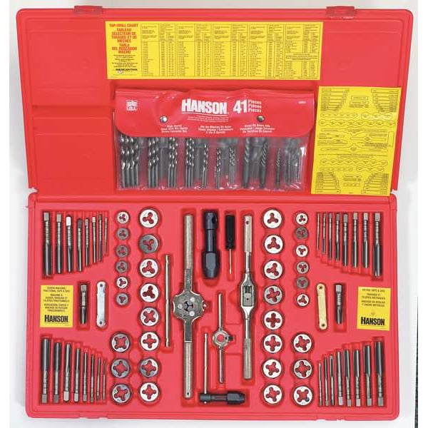 Irwin Drill Bit, Tap, and Die Set, 117 Pieces, 36 Drills, 34 Taps, 34 Dies in Set, Hex, High Carbon Steel - 26377