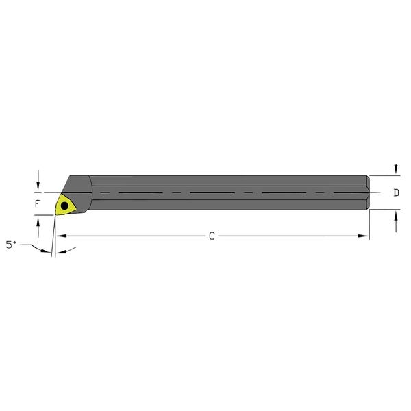 Ultra-Dex Usa Indexable Boring Bar, S10Q SWLCR3, 7 in L, High Speed Steel, Trigon Insert Shape - 957-000-336