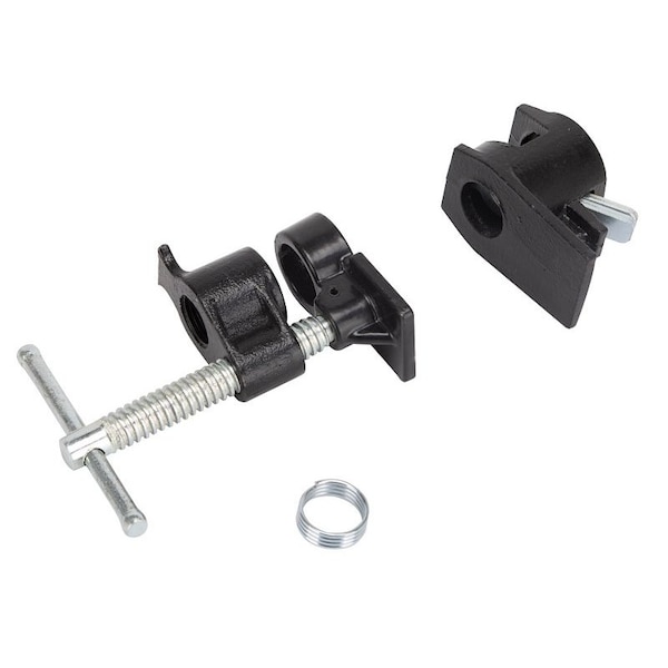 Vulcan Pipe Clamp Fixture, Screw Lever Handle, Steel, Powder Coated, Black - JLO-039