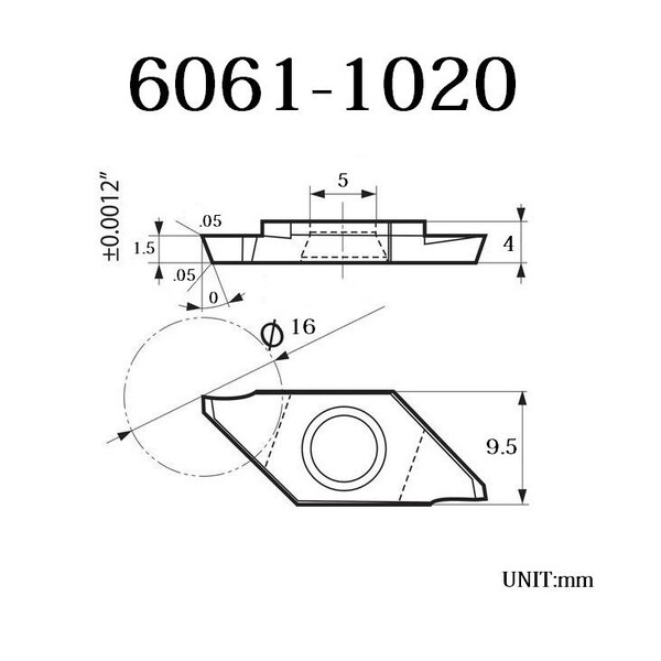 H & H Industrial Products TiN Coated Tkf16R150-S Right Hand Grooving/Cut-Off Insert - 6061-1020