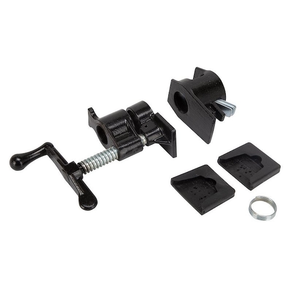 Vulcan Pipe Clamp Fixture, Screw Lever Handle, Steel, Powder Coated, Black - JLO-030