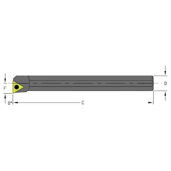 Ultra-Dex Usa Indexable Boring Bar, A06K STFCR2, 5 in L, High Speed Steel, Triangle Insert Shape - 957-000-030