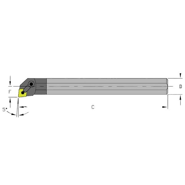 Ultra-Dex Usa Indexable Boring Bar, E20U MCLNR4, 14 in L, Carbide, 80 Degrees  Diamond Insert Shape - 920-000-413