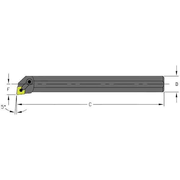 Ultra-Dex Usa Indexable Boring Bar, S12R MCLNR3, 8 in L, High Speed Steel, 80 Degrees  Diamond Insert Shape - 957-000-362