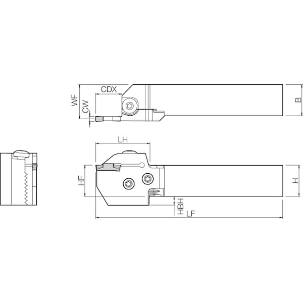 Kyocera External Grooving Toolholder, KGDL 16X4T20S - KGDL16X4T20S