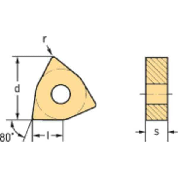 Walter Turning Insert, Trigon, 3, WNMG, 3, Carbide - WNMG060412-MK5 WKK10S