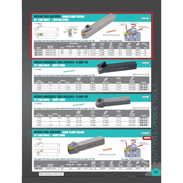 Hhip MSDNN 12-4B Turning Tool Holder - New Rigid Clamp Design - 2027-0121