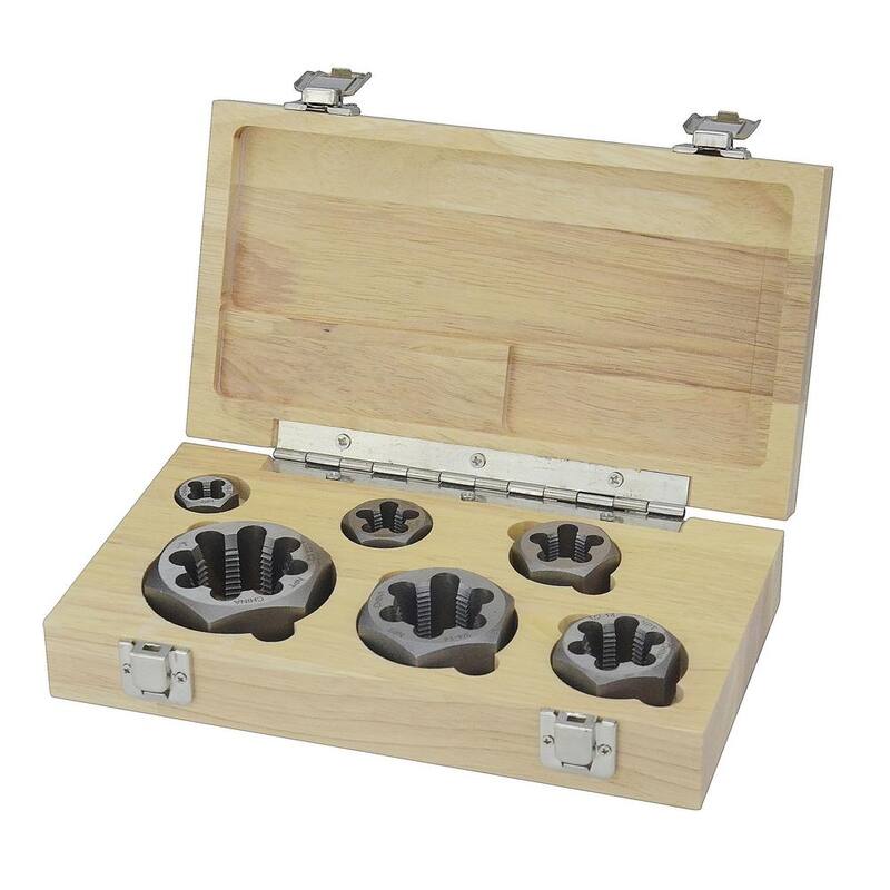 Juego de terrajas para tubo de acero al carbono NPT de 1/8 in., 1/4 in., 3/8 in., 1/2 in., 3/4 in. y 1 in. (6 piezas) - DWTHXNPT-SET