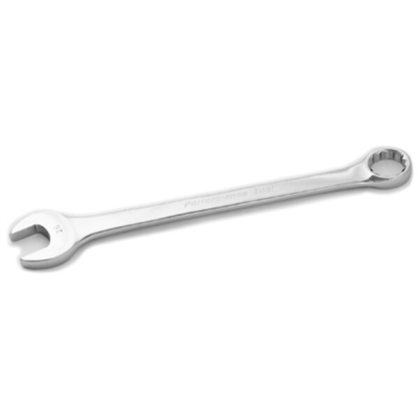 Llave combinada cromada Performance Tool, 26mm, con extremo de caja de 12 puntos, completamente pulida, de 13" de largo - W30026