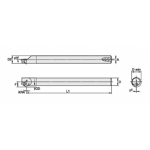 Widia Indexable Boring Bar, QSRI50050R, 5.3780 in L, High Speed Steel, Triangle Insert Shape - QSRI50050R
