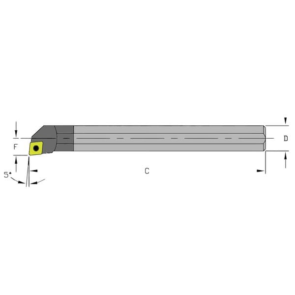 Ultra-Dex Usa Indexable Boring Bar, E12S SCLPL3, 10 in L, Carbide, 80 Degrees  Diamond Insert Shape - 920-000-334