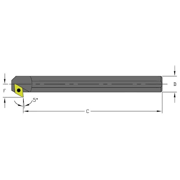 Ultra-Dex Usa Indexable Boring Bar, A10M SDXCR2, 6 in L, High Speed Steel, 55 Degrees  Diamond Insert Shape - 957-000-081