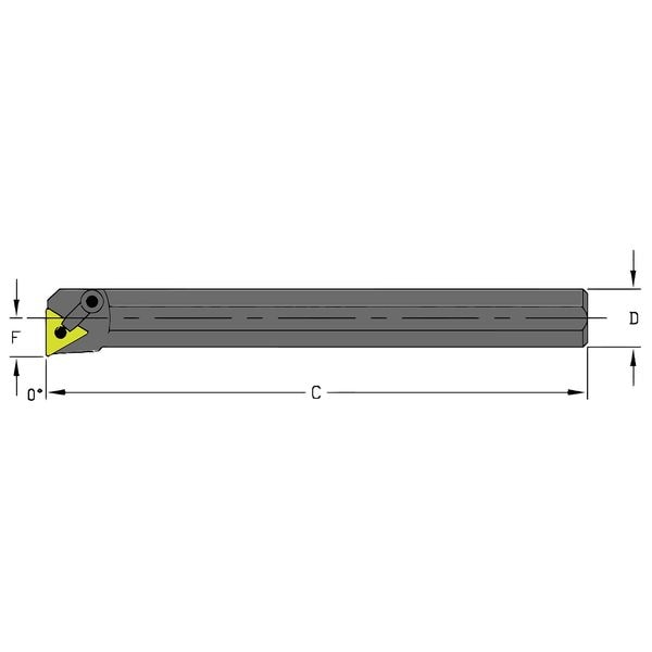 Ultra-Dex Usa Indexable Boring Bar, S24U MTFNR4, 14 in L, High Speed Steel, Triangle Insert Shape - 957-000-435