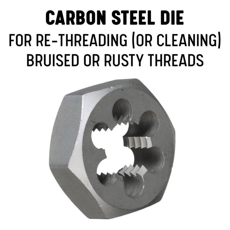 Troquel de roscado izquierdo hexagonal de acero al carbono Drill America 1/2 in.-20 - DWTHX1220LH
