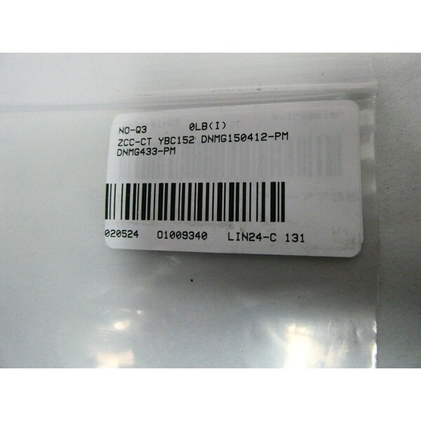 Zcc-Ct CARBIDE INSERT, 10PK - YBC152 DNMG150412-PM DNMG433-PM