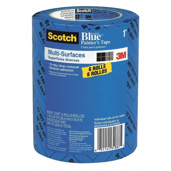 Cinta para enmascarar de pintores Scotch, 1 pulgada, Azul, Paquete de 6 - 209024EVP