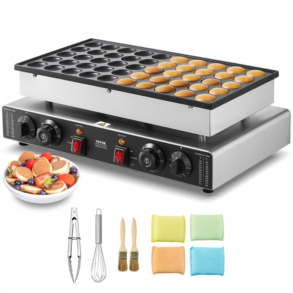 VEVOR 50PCS 43mm Mini Dutch Pancake Maker Commercial Dorayaki Baker 1700W - SYJBJDP50KF0N6CCCV1