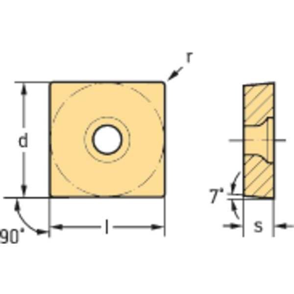 Walter Square Turning Insert, Square, 3, SCGT, 2, Carbide - SCGT09T308-MM4 WSM01