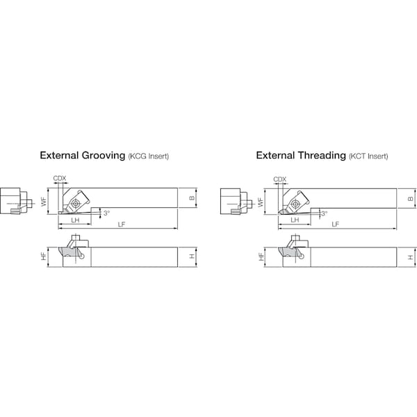 Kyocera External Grooving Toolholder, KKCL 163C - KKCL163C