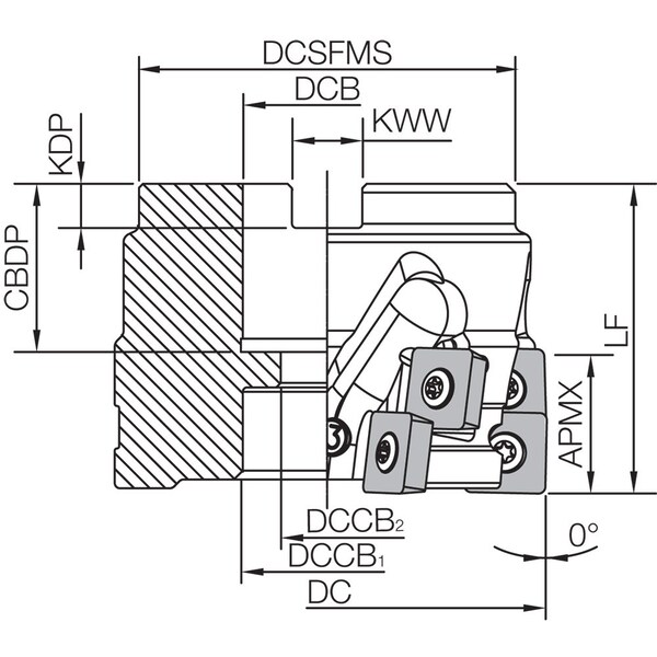 Kyocera Face Mill, MSRS 903000R24T, MSRS90 3.0000" Cutting Dia - MSRS903000R24T