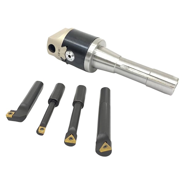 Hhip Indexable Tool Set With 2 in. Boring Head R8 Shank & 4 Boring Bars - 1906-0201