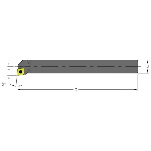Ultra-Dex Usa Indexable Boring Bar, D12S SCLCR3, 10 in L, High Speed Steel, 80 Degrees  Diamond Insert Shape - 910-000-050