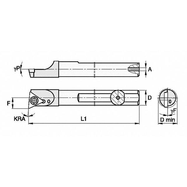 Widia Indexable Boring Bar, SCBI625105R, 10 in L, Carbide, Triangle Insert Shape - SCBI625105R